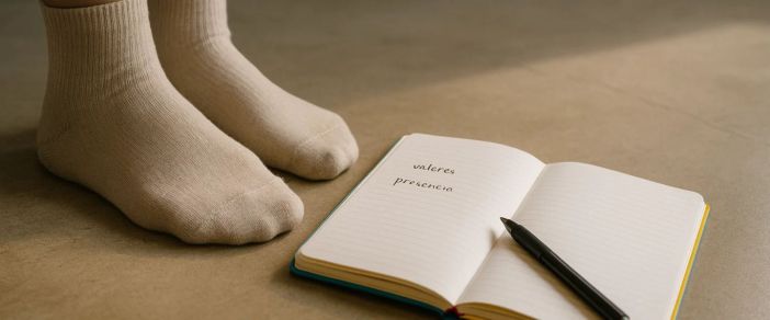 anclaje somático en coaching: pies al suelo y nota de valores